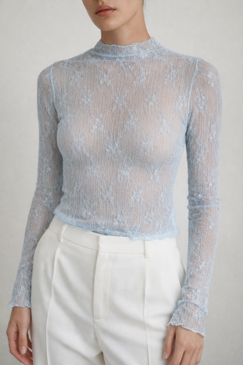 RILYNN KANTEN TU  TOP BLAUW