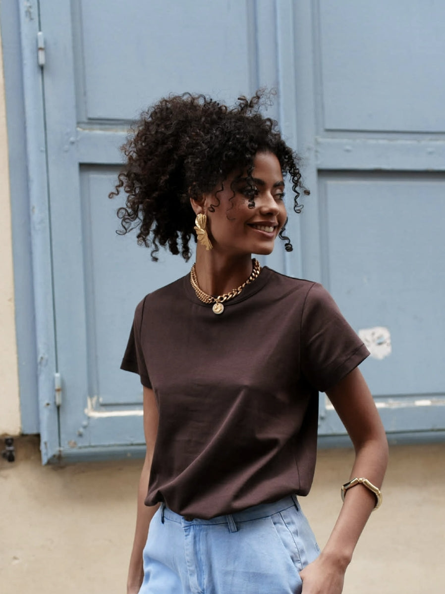 LENNIE T-SHIRT CHOCOLADE BRUIN