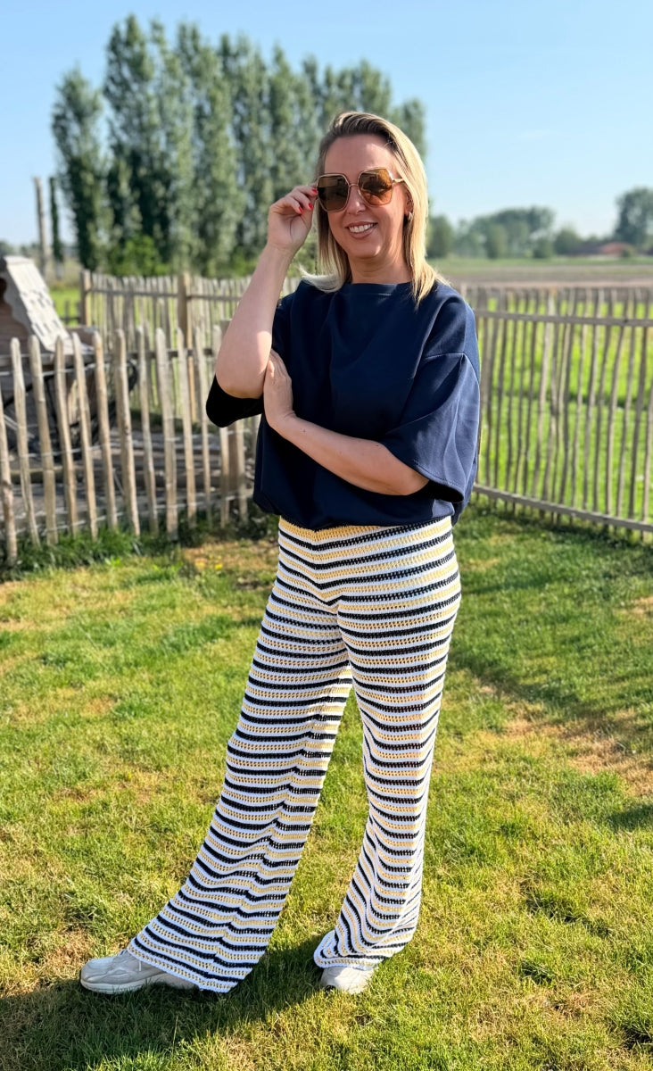 AAMINA TU BROEK BLAUW/GEEL