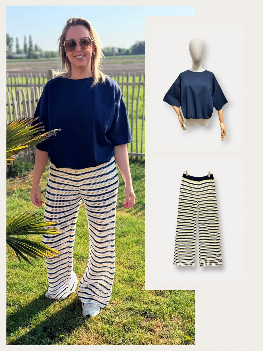 AAMINA TU BROEK BLAUW/GEEL