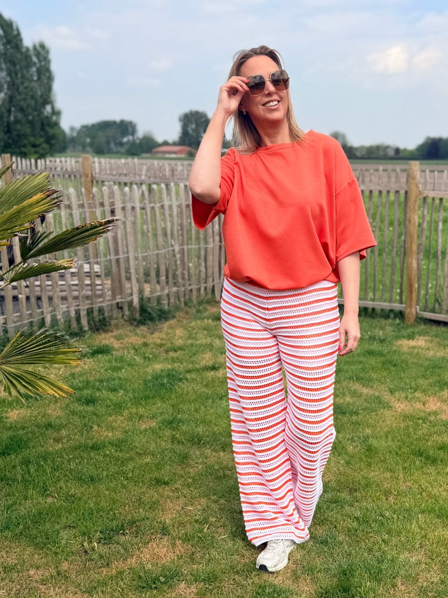 AAMINA TU BROEK ORANJE/ROZE