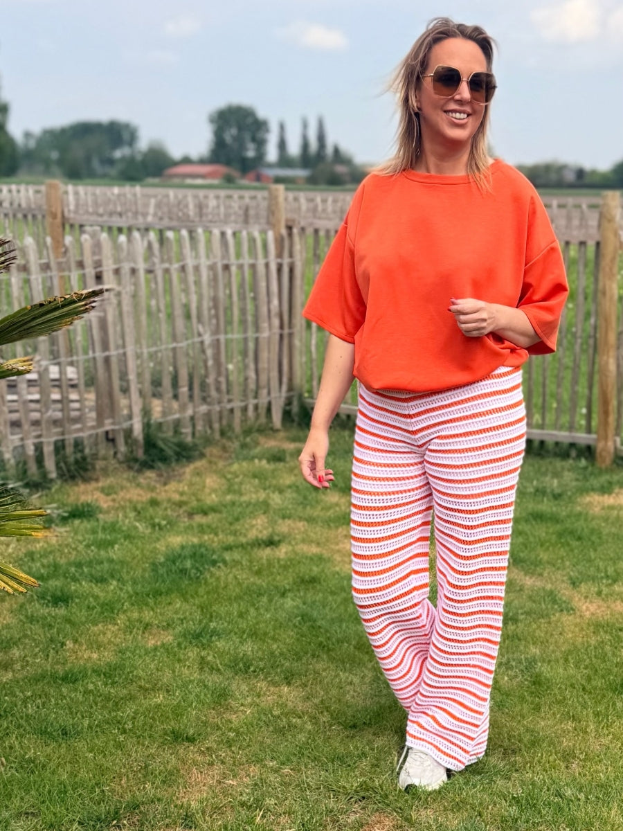 AAMINA TU BROEK ORANJE/ROZE