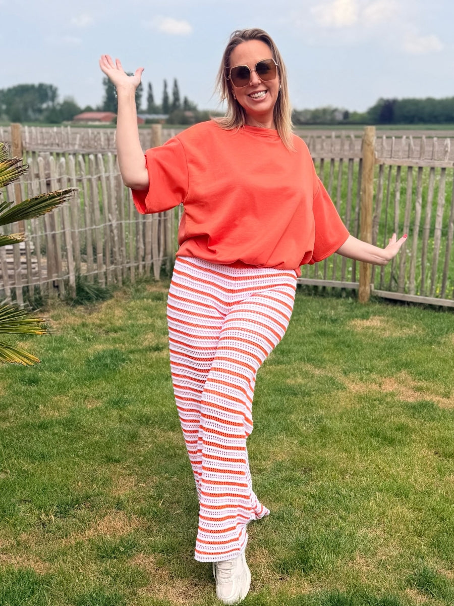 AAMINA TU BROEK ORANJE/ROZE