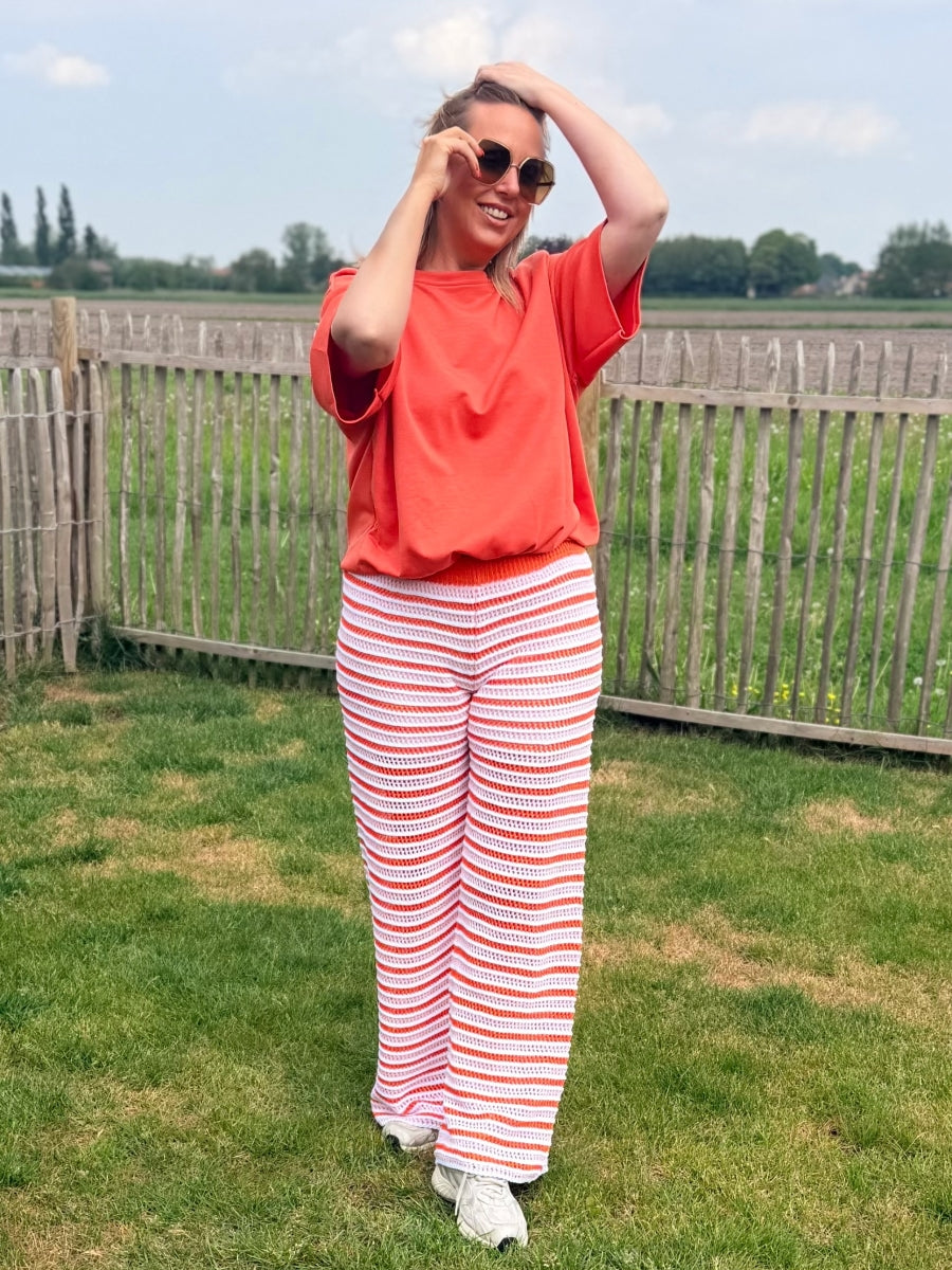 AAMINA TU BROEK ORANJE/ROZE