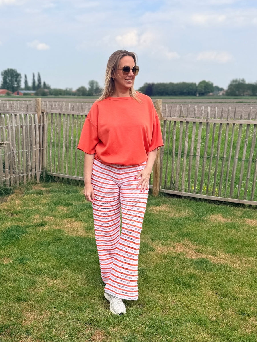 AAMINA TU BROEK ORANJE/ROZE