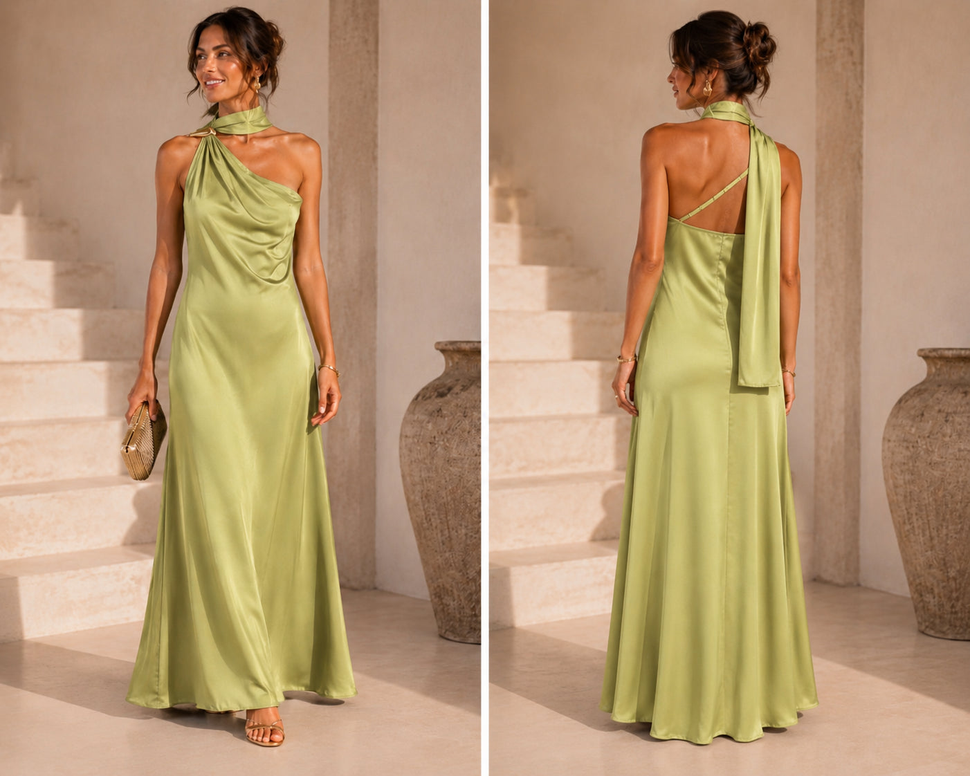 MABEL JURK GROEN MET GOUDEN DETAIL AAN HALS