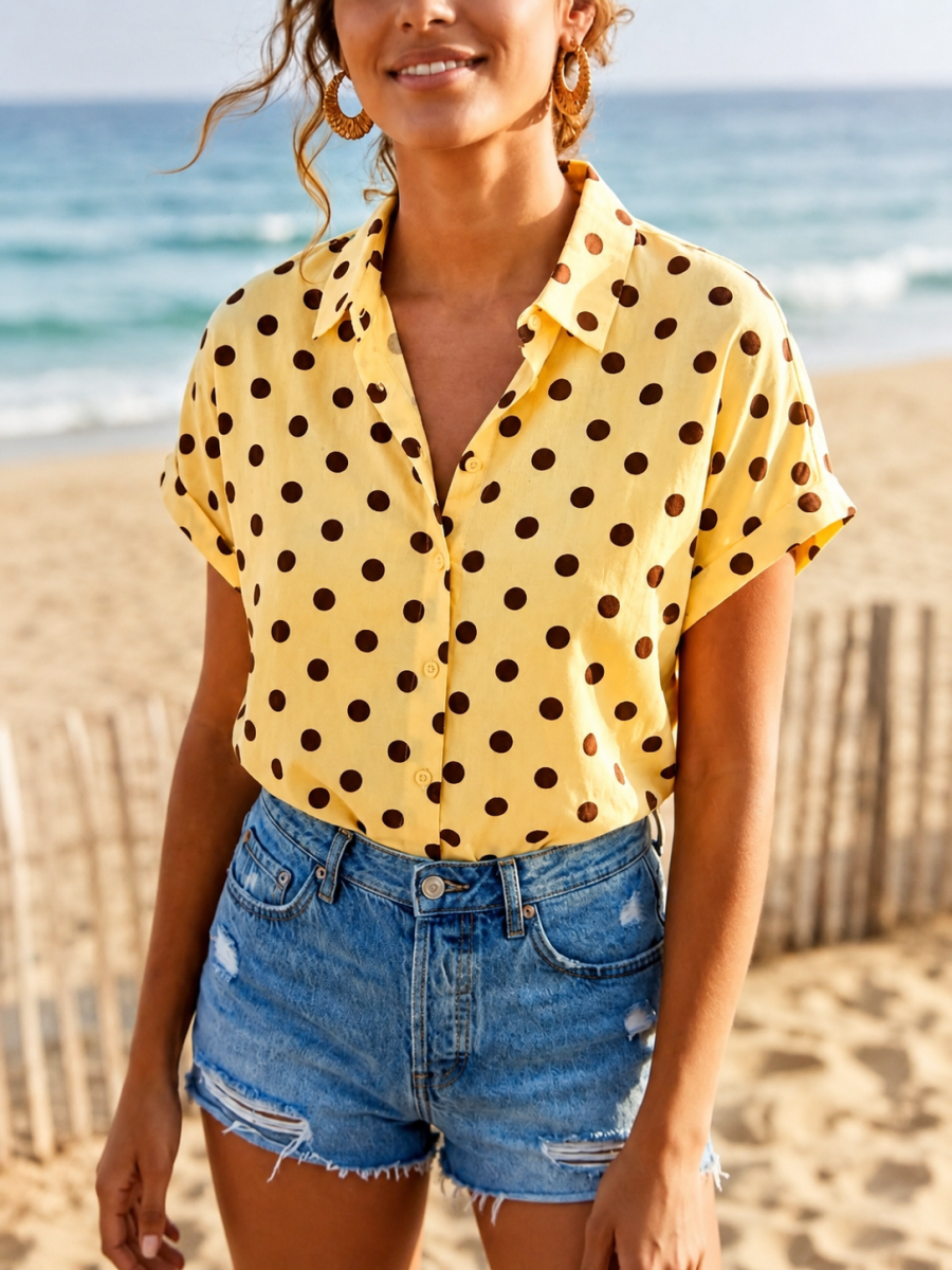 PAM POLKADOTS BLOUSE GEEL