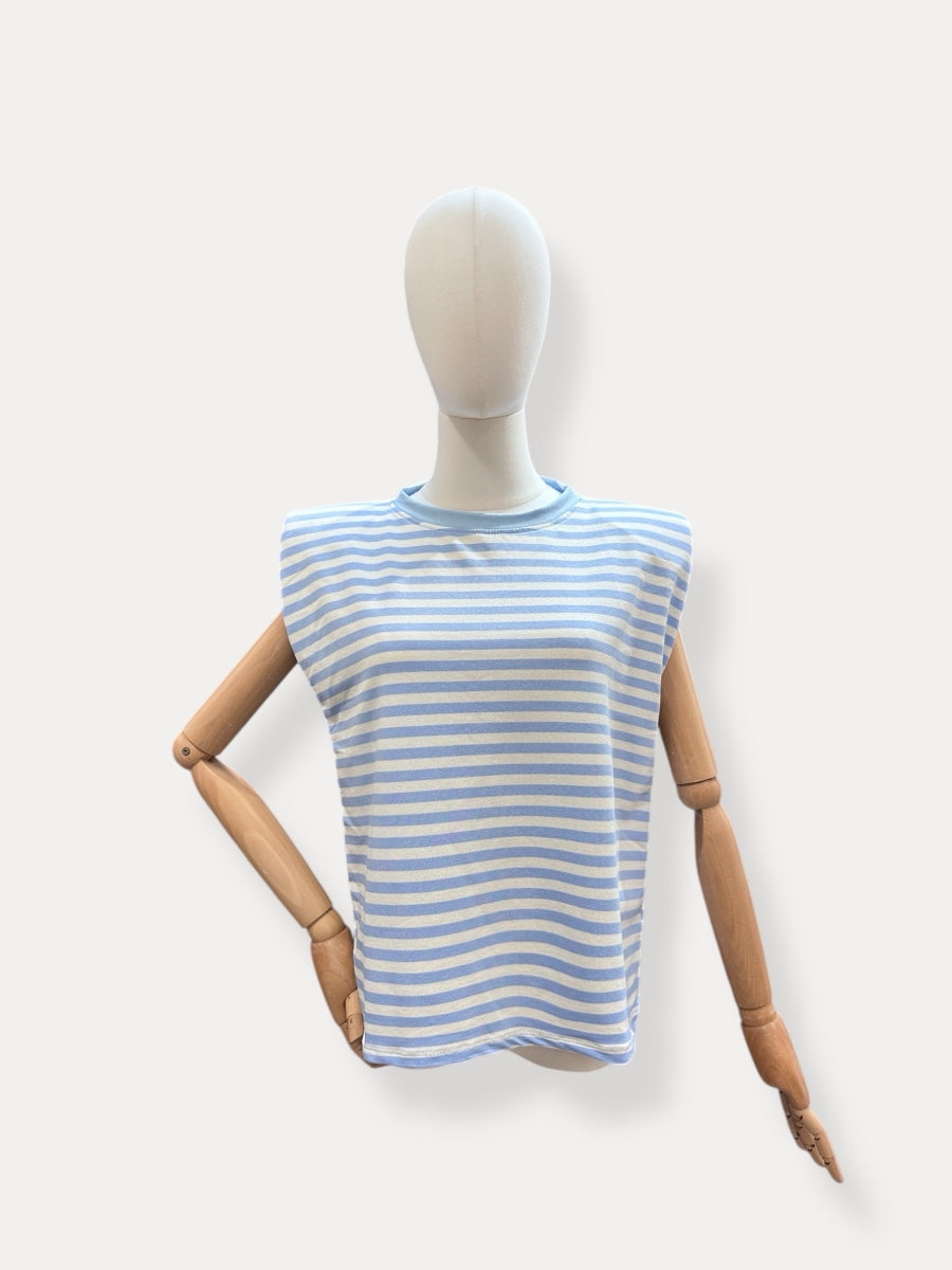 ONAH TU T-SHIRT MET STREPEN WIT/BLAUW