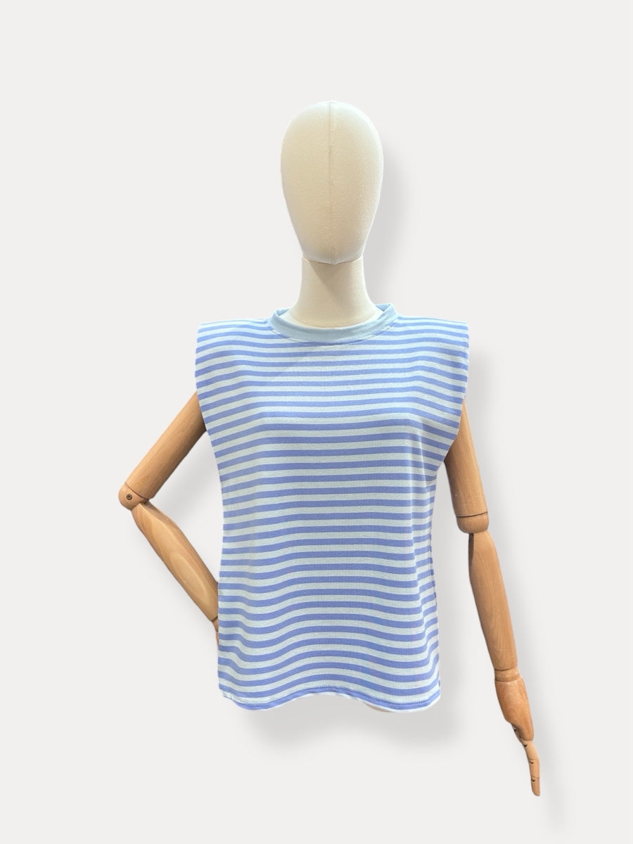 ONAH TU T-SHIRT MET STREPEN LICHTBLAUW/BLAUW