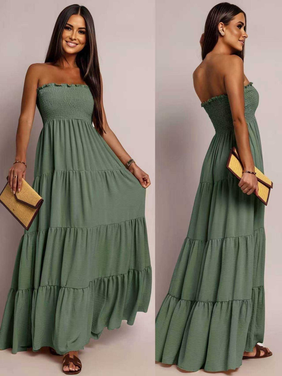 ZAARA TU BANDEAU MAXI JURK KAKI