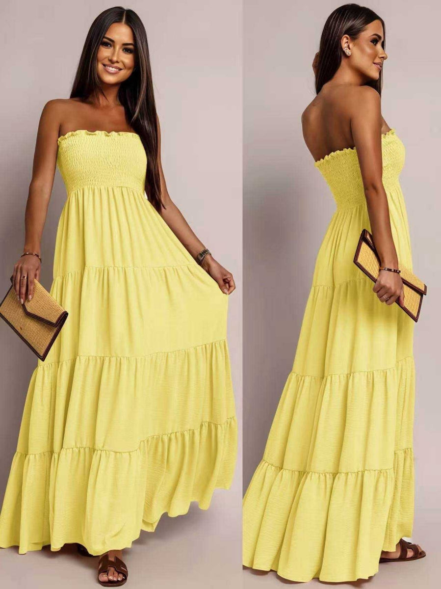 ZAARA TU BANDEAU MAXI JURK GEEL