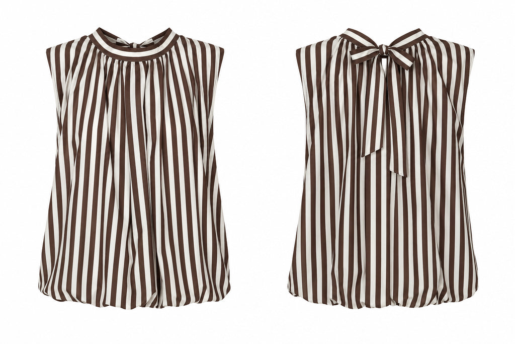 SAMIRA TU BLOUSJE MET OPEN RUG BRUIN/BEIGE