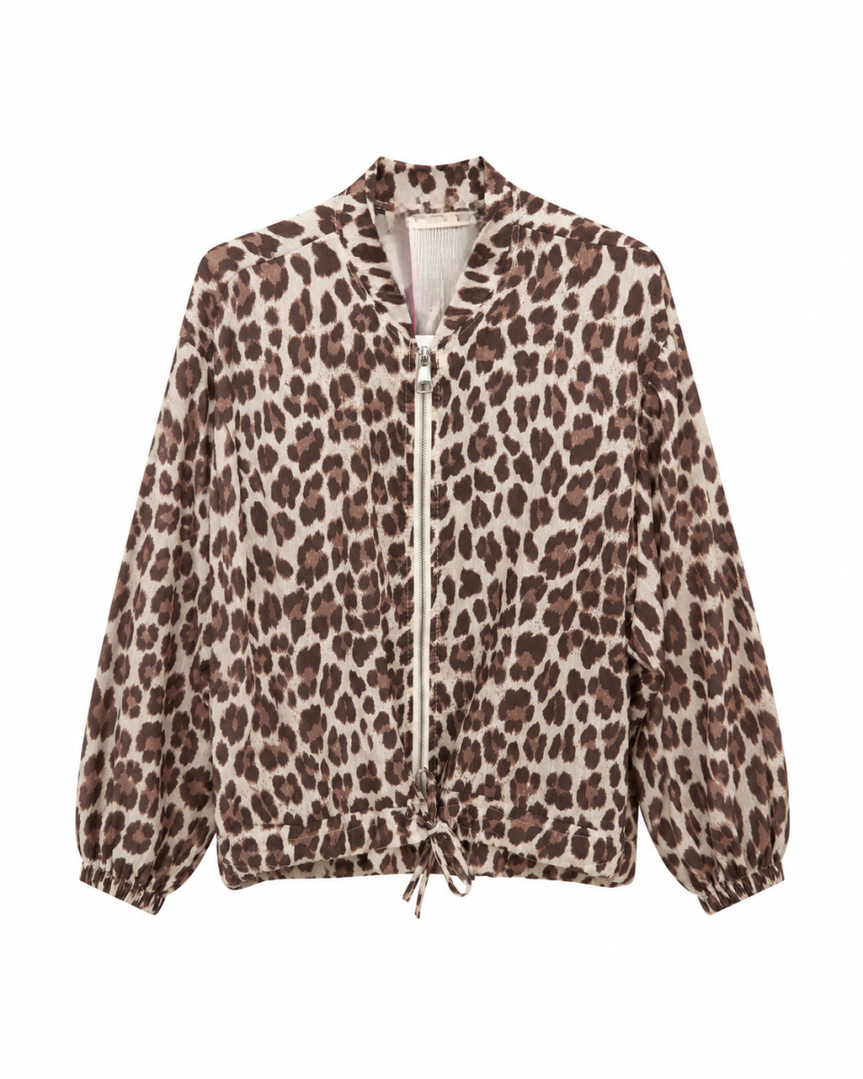 SABINE TU LEOPARD BOMBERJASJE MET RITSLUITING