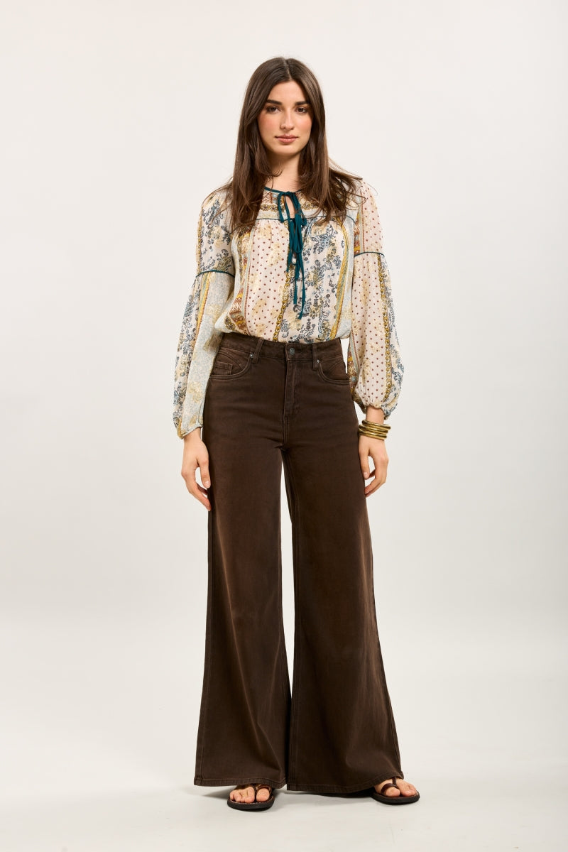 NINA JEANS EXTRA -WIDE STRETCH DONKER BRUIN