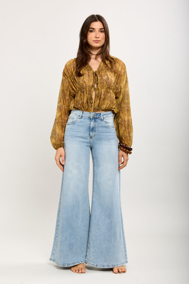 Sandy extra-wide jeans bleu stretch