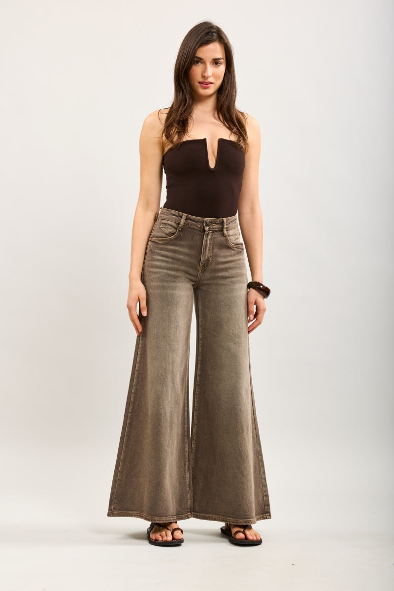 Estelle extra-wide jeans taupe