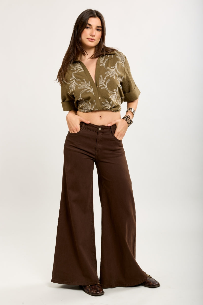 Lisa extra-wide jeans donker bruin
