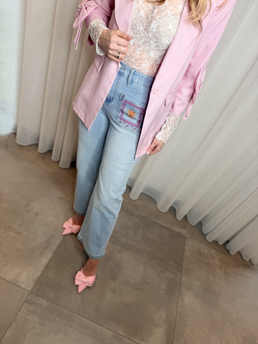 FLORINE WIDE LEG JEANS LICHTBLAUW