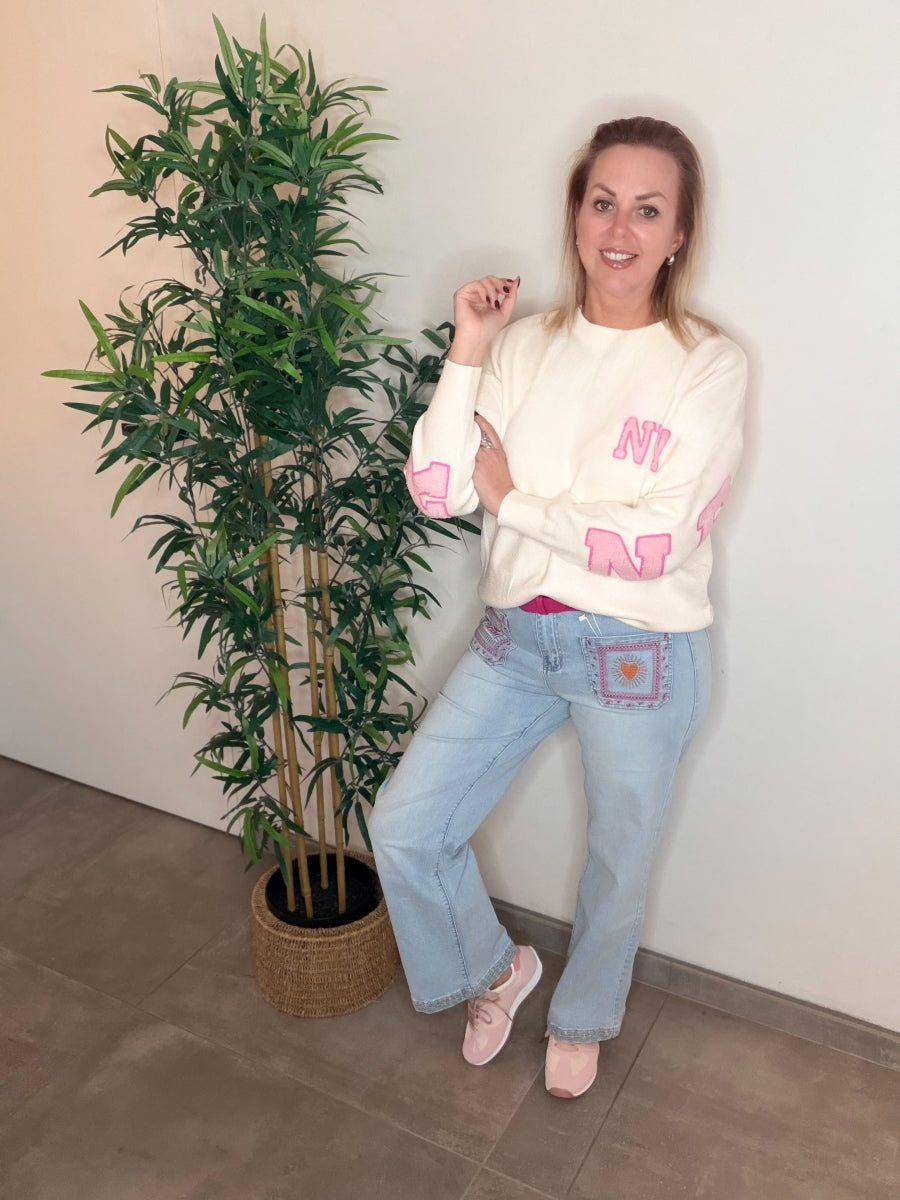 FLORINE WIDE LEG JEANS LICHTBLAUW