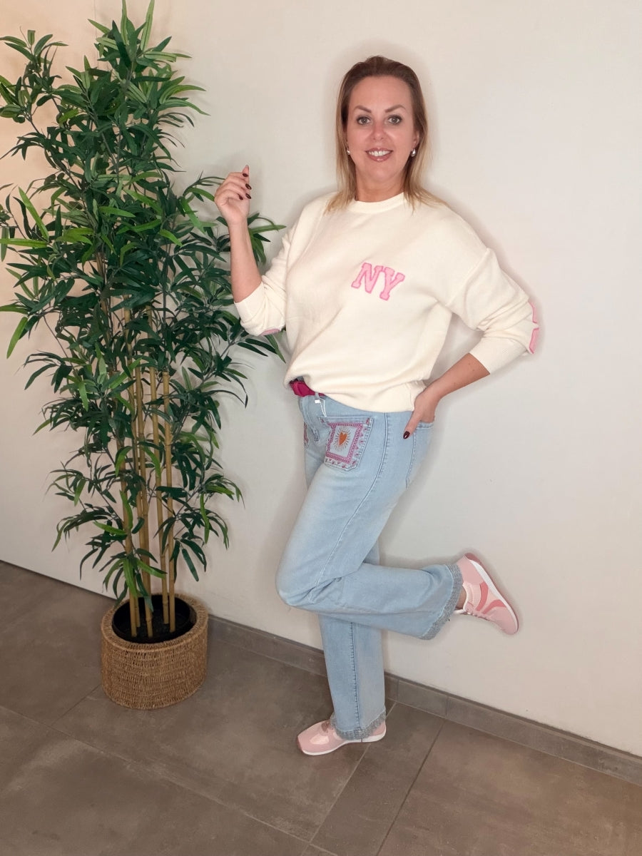 FLORINE WIDE LEG JEANS LICHTBLAUW