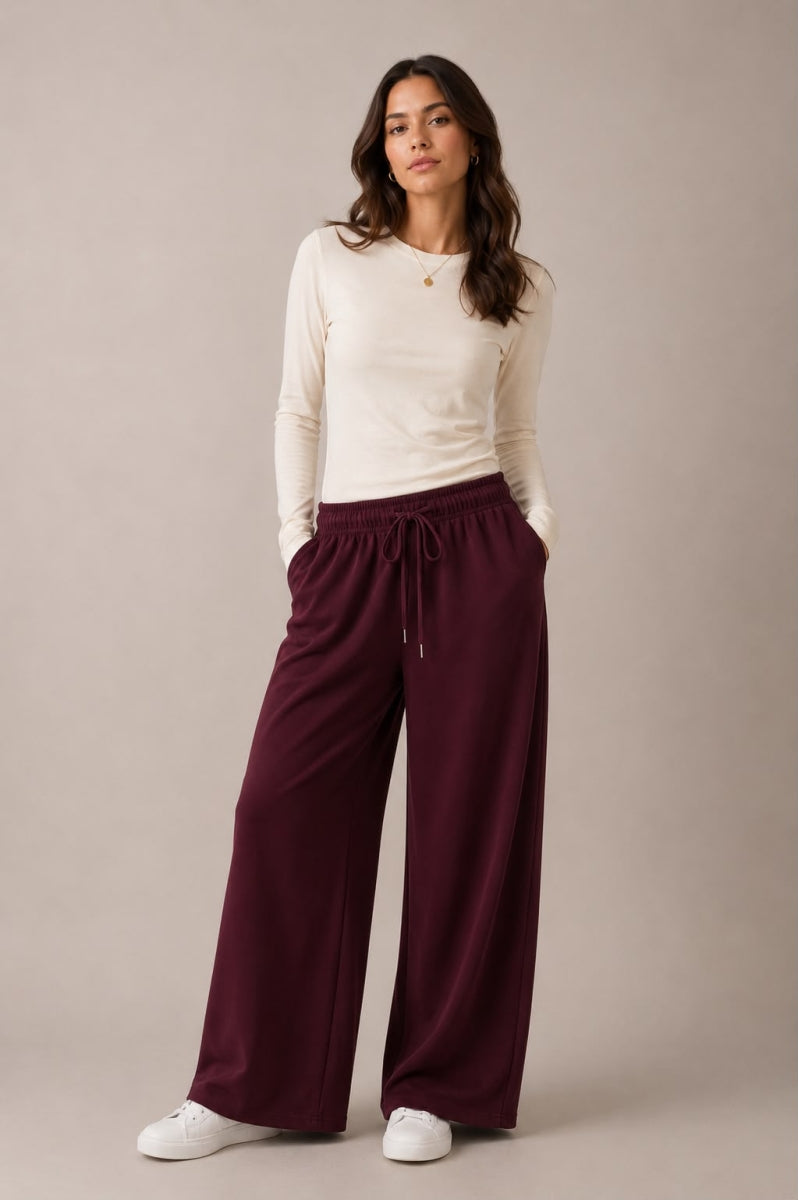 LENE TU BROEK MET REKKER BURGUNDY