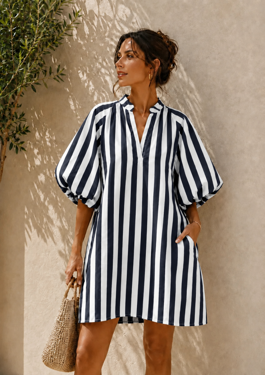 LISELOT TU BALLONMOUWEN JURK NAVY
