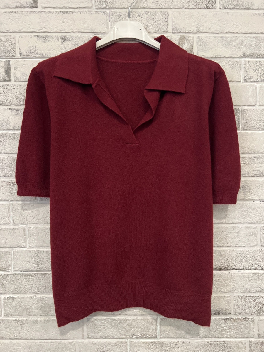 DERJA TU POLO TRUITJE MET OPEN V-HALS BURGUNDY