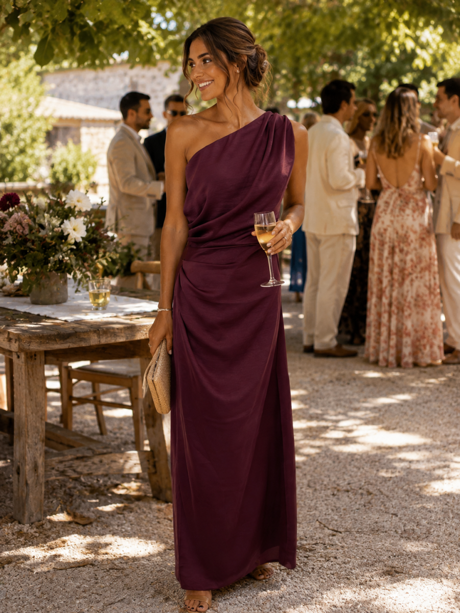 PRITI TU JURK BURGUNDY