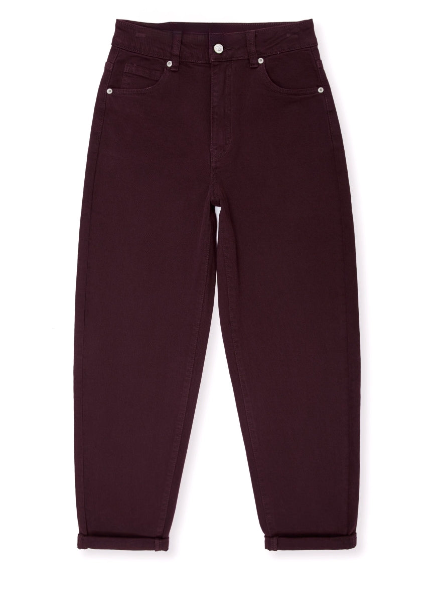 CLAAR MOM JEANS/KLEINE BARREL JEANS BURGUNDY