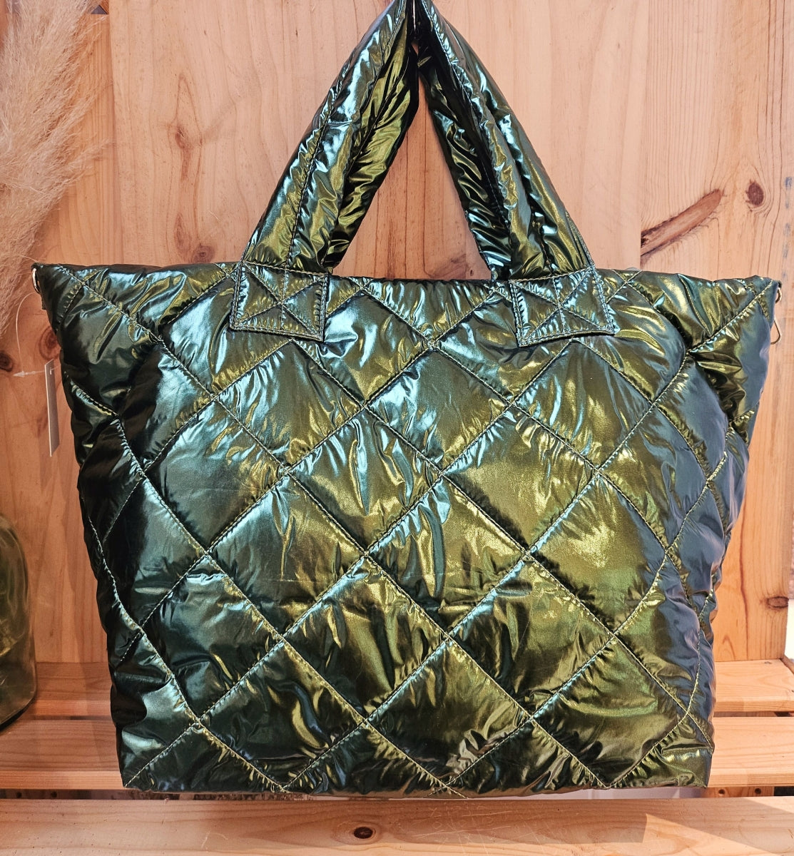 CYLIA HANDTAS METALLIC GROEN