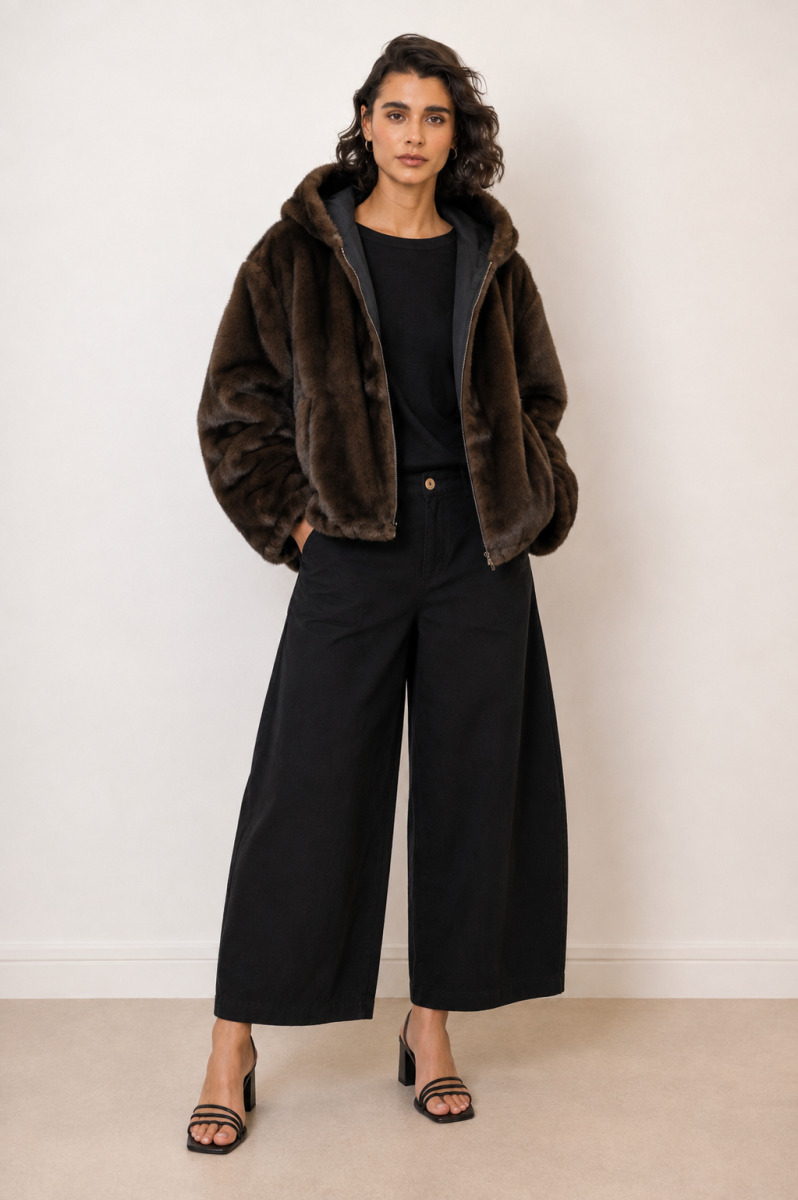 FILIPPA JAS REVERSIBLE DONKERBRUIN/ZWART