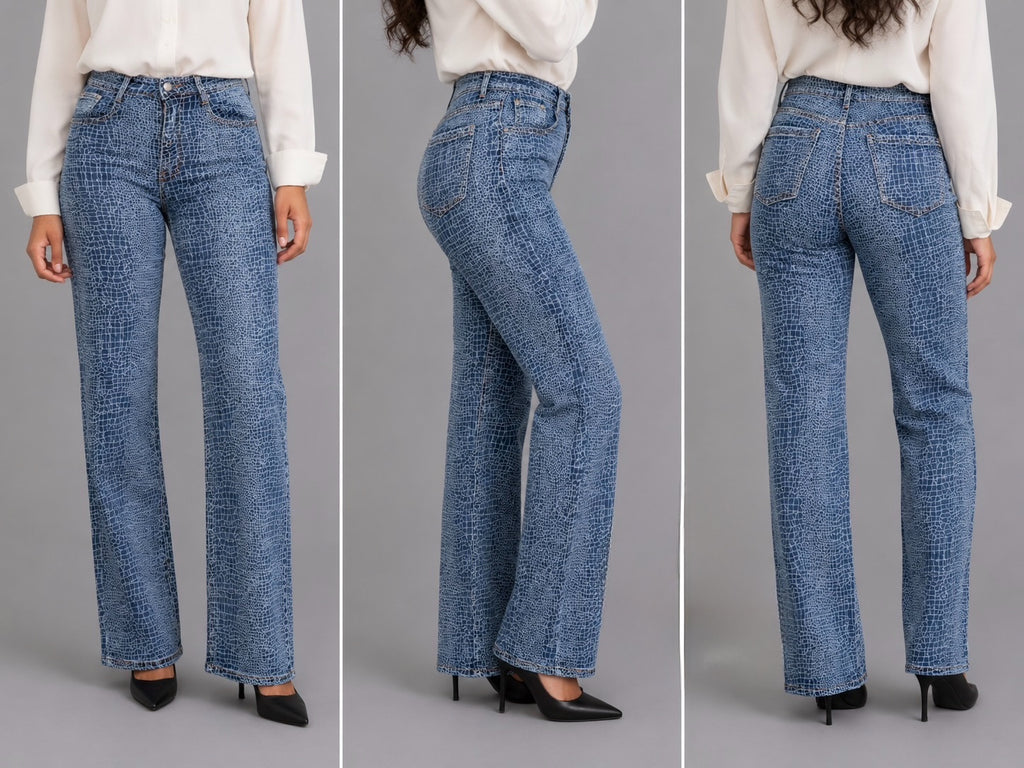 WIDE LEG JEANS MET PRINT EN STRASS OLIVIA