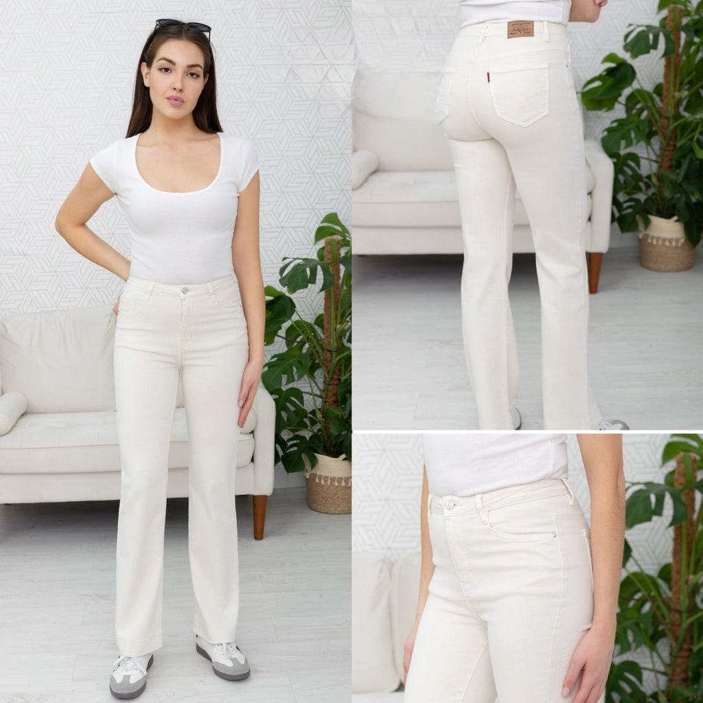 STRAIGHT LEG JEANS ECRU