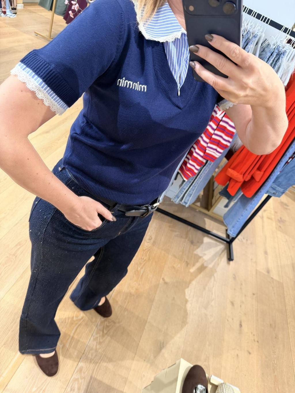 PRICILLIA STRAIGHT JEANS MET STRASS STEENTJES