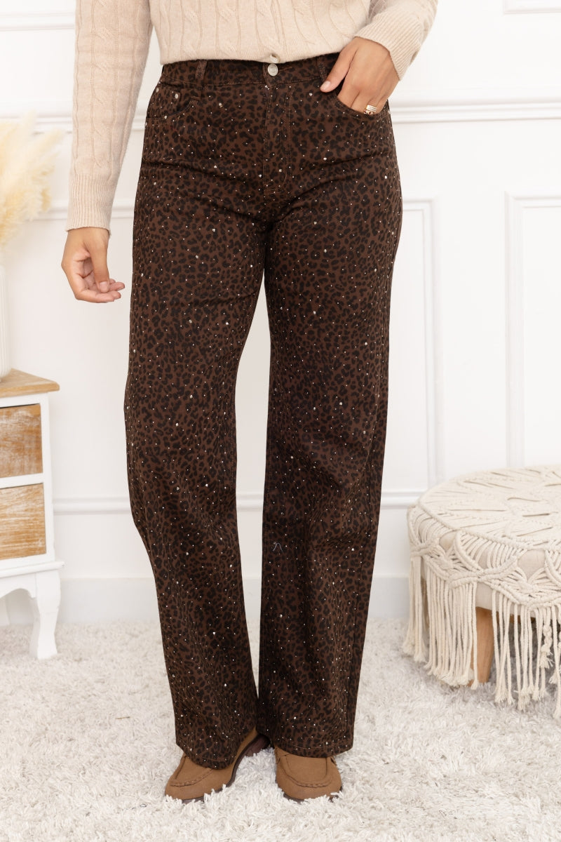 PALMA BRUINE LEOPARD BROEK