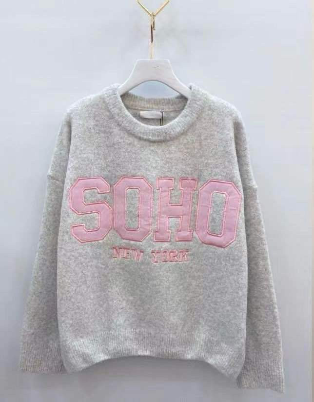 GIA TU PULL NEW YORK GRIJS MET ROZE