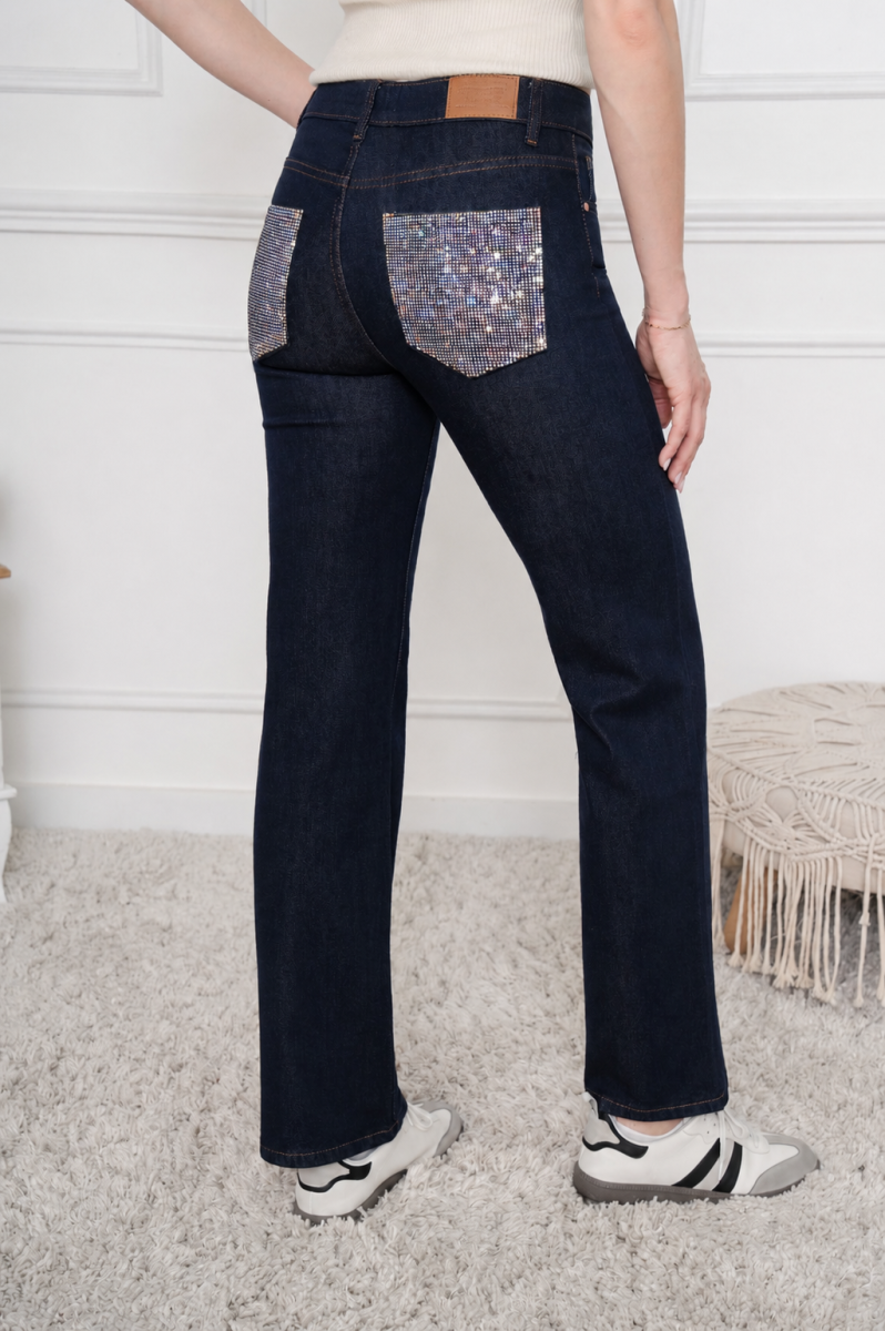 PRIYA STRAIGHT JEANS BRUT MET STRASS