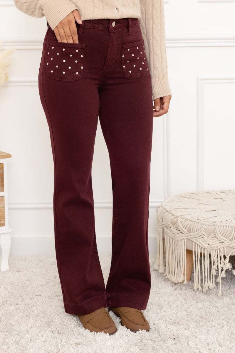 PILAR FLARED JEANS BURGUNDY