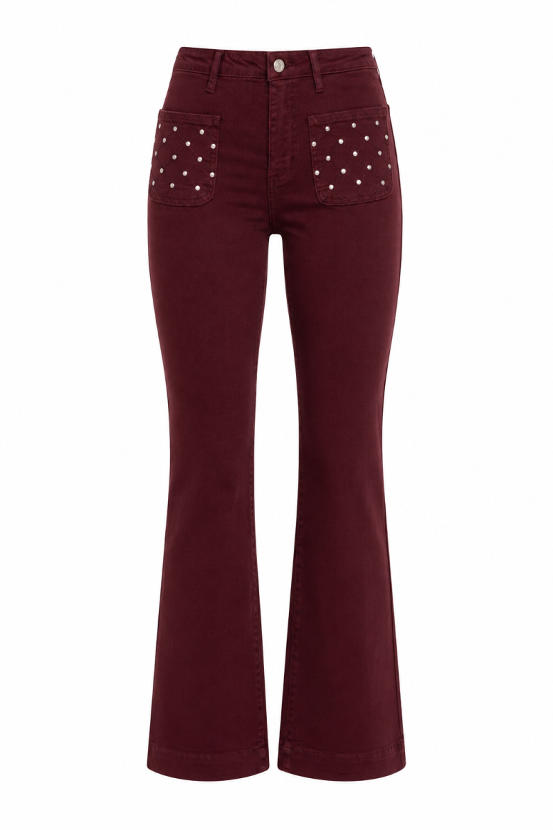PILAR FLARED JEANS BURGUNDY