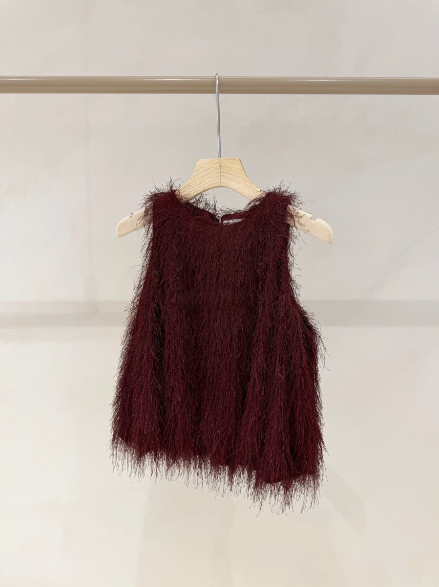 QUARDA FLUFFY SLEEVELESS TOP BORDEAUX
