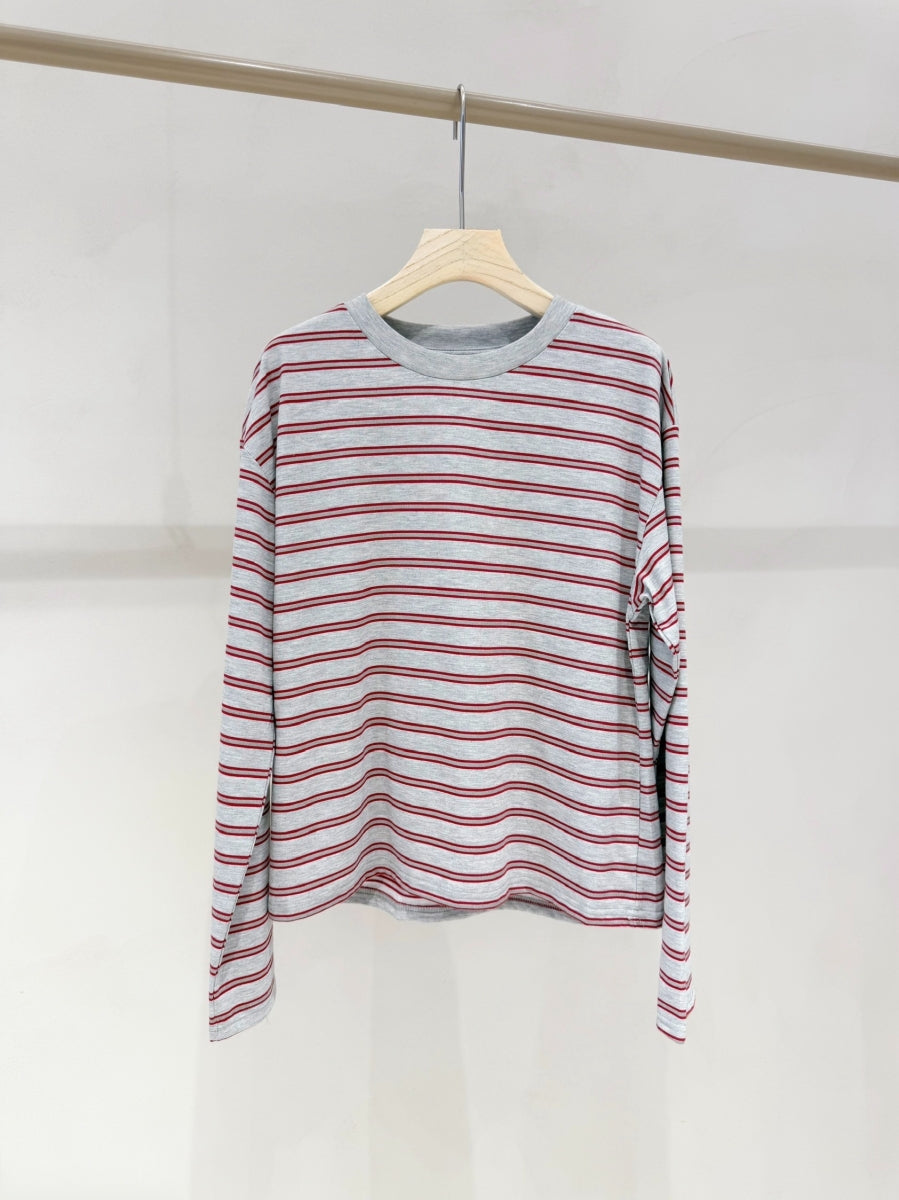 ONELIA T-SHIRT MET LANGE MOUWEN GRIJS