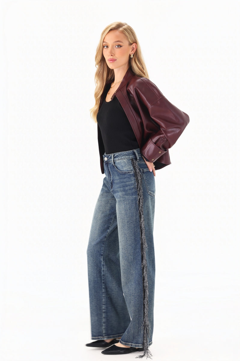 KARON DENIM FRINGE JEANS