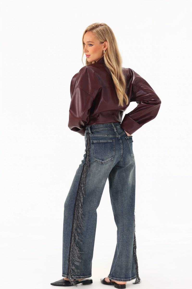 KARON DENIM FRINGE JEANS