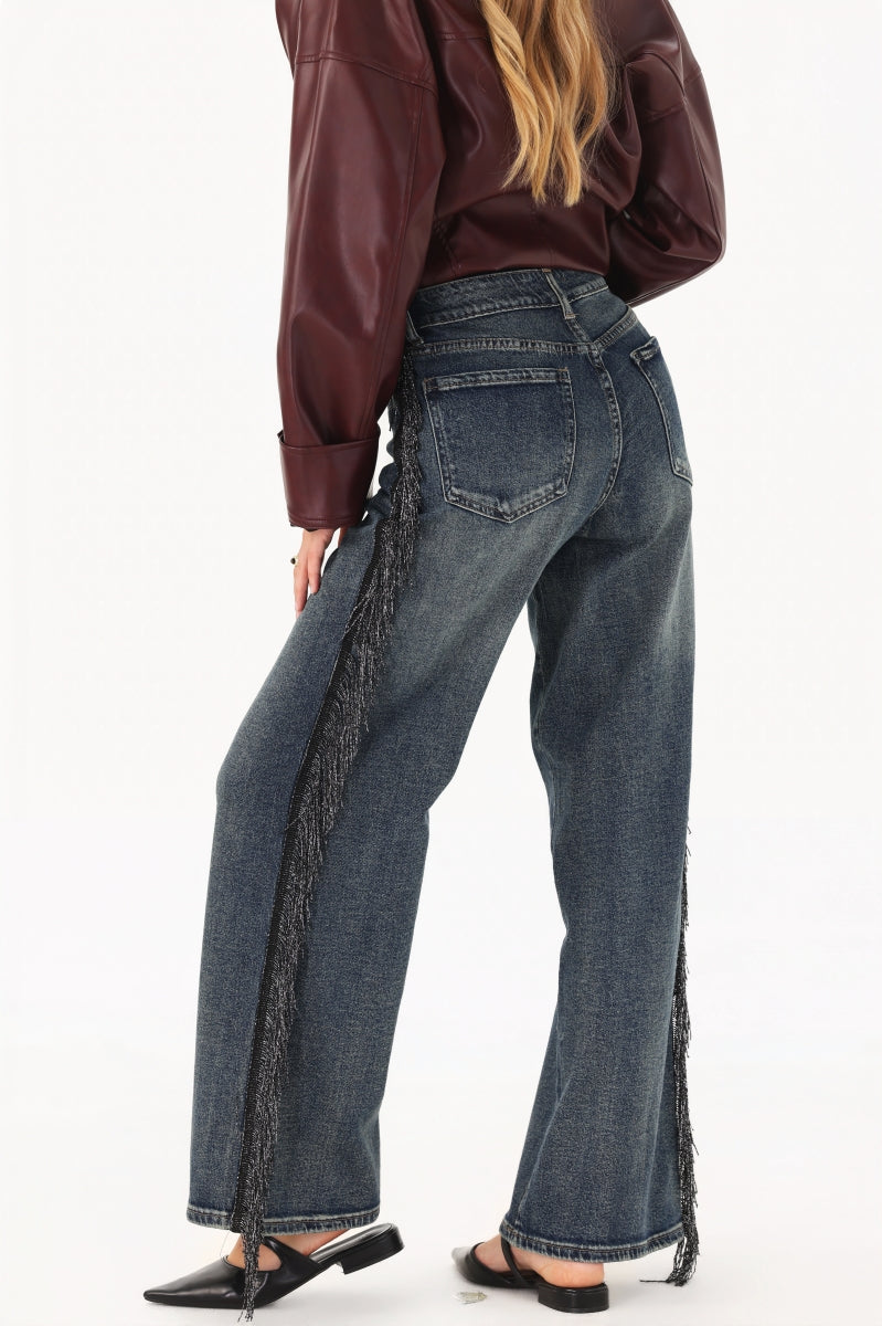 KARON DENIM FRINGE JEANS