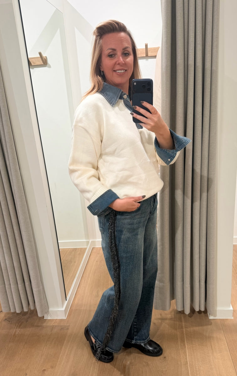 KATERINA PULL MET JEANS KRAAG/MOUWEN CREME