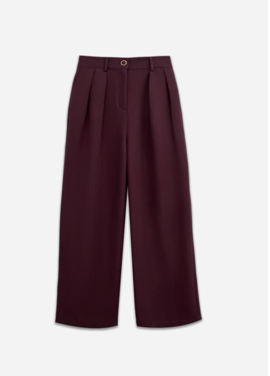 RIELLE GEKLEEDE BROEK PLUM MET LICHTE GLITTER