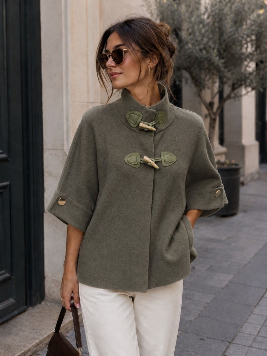 DAISY GEBREIDE CAPE KAKI