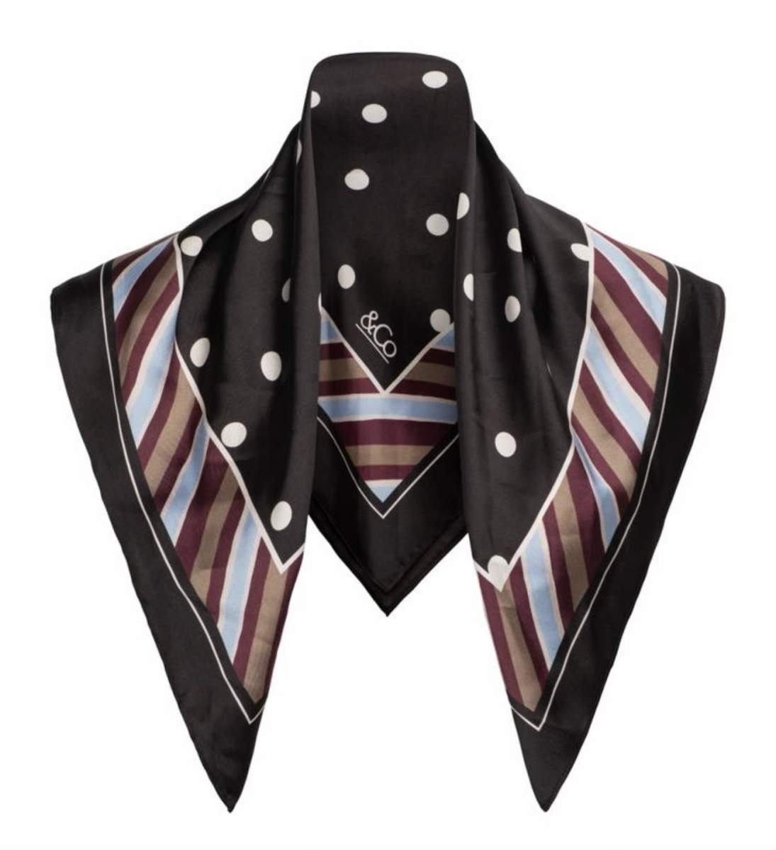 SILKE DOT SCARF ED-DARK CHOCOLATE 65046