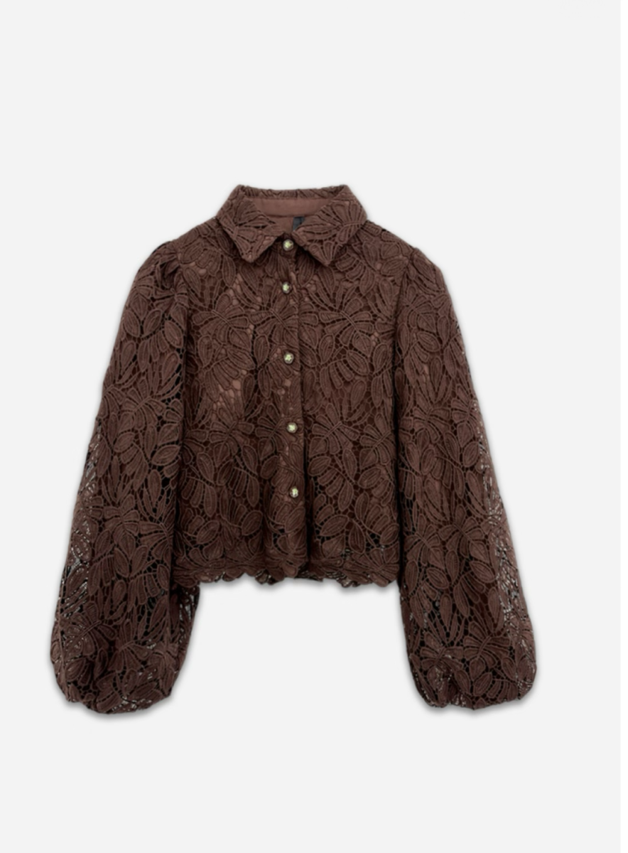 ROUX BRUIN KANTEN BLOUSE