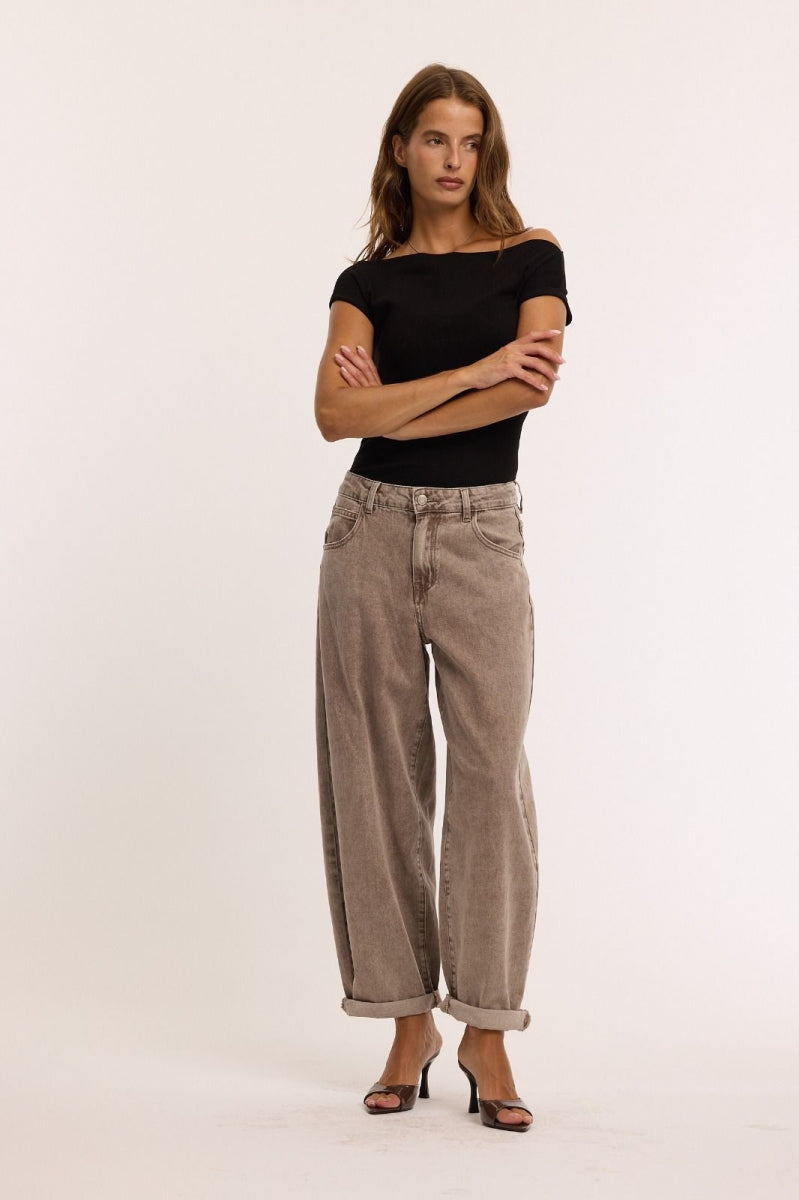 BEVERLY BALLOON JEANS TAUPE